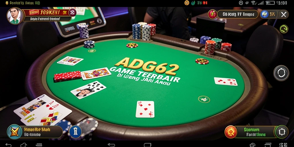 Screenshot utama ADG62 menampilkan keseruan gameplay Poker yang mendebarkan.