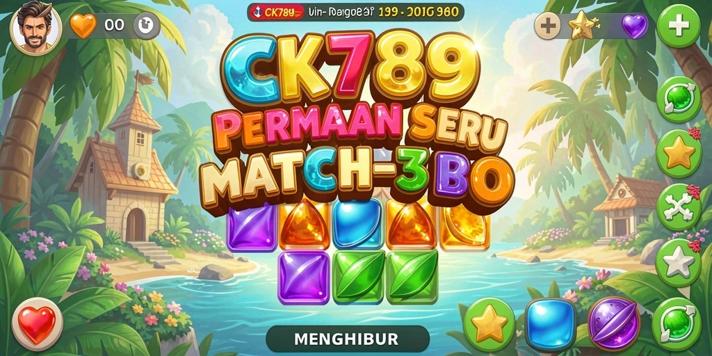 Visual gameplay CK789 yang penuh warna dan menarik saat bermain Match-3.
