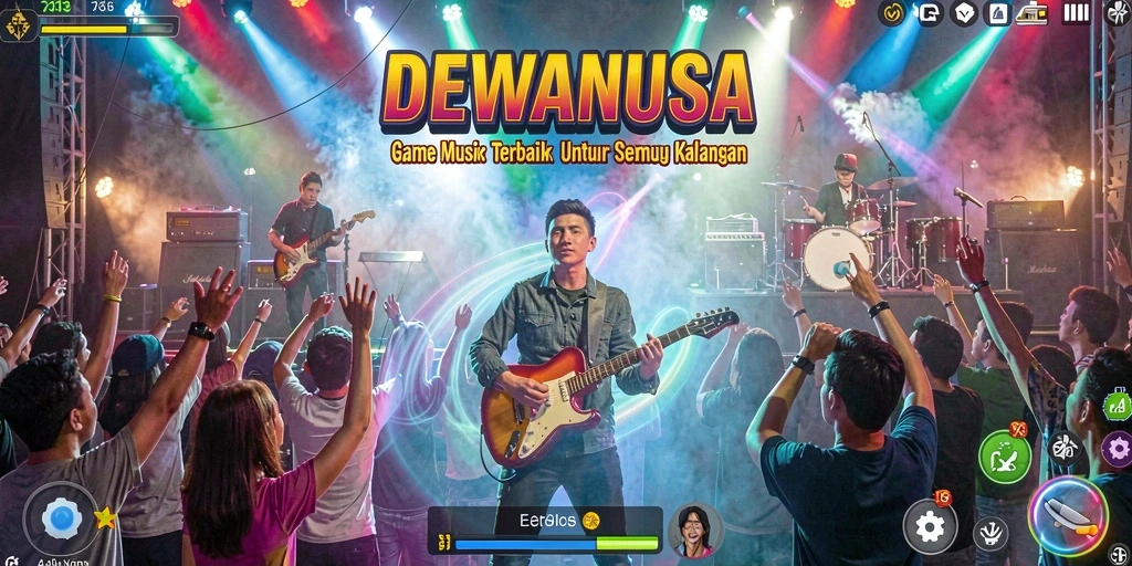 Screenshot DEWANUSA menampilkan gameplay menarik dengan berbagai pilihan lagu.