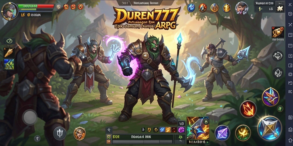 Gameplay DUREN777 menampilkan pertarungan seru di dunia fantasi.