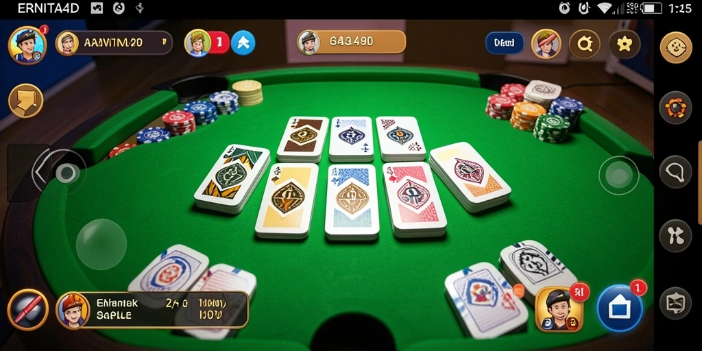 Tampilan utama ERNITA4D dengan gameplay Gaple yang menarik.