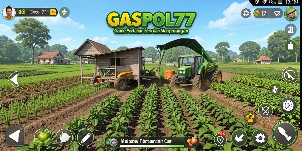 Screenshot GASPOL77 menampilkan gameplay seru bertani dan mengelola kebun.