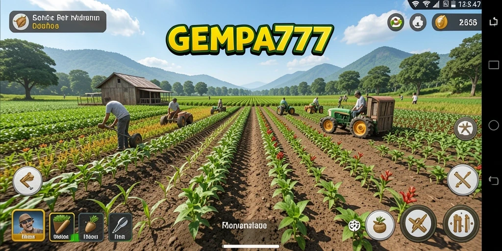 Screenshot gameplay GEMPA777 menampilkan petani yang sedang bekerja di ladang.