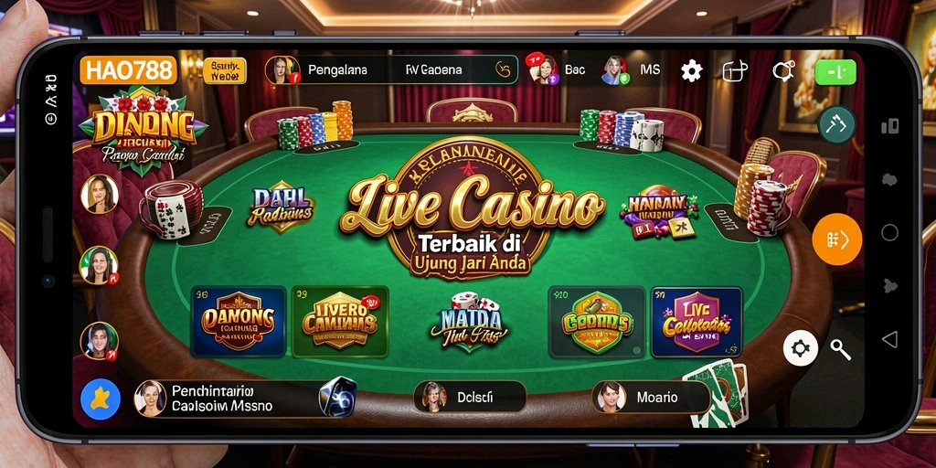 Tangkapan layar gameplay Live Casino di HAO788 menampilkan dealer langsung dan interaksi yang real-time.