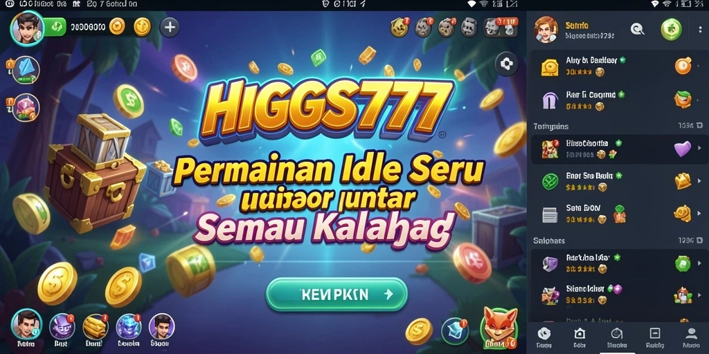 Screenshot gameplay HIGGS777 menampilkan karakter dalam aksi Idle.