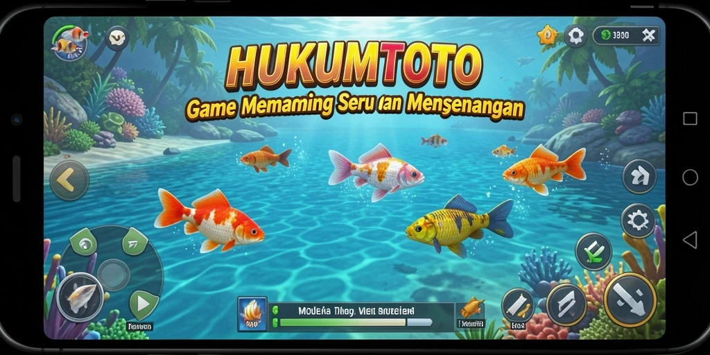 Screenshot gameplay HUKUMTOTO menunjukkan momen menangkap ikan yang mendebarkan.