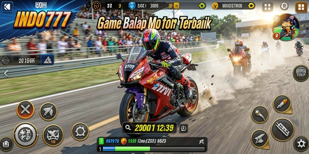 Tampilan gameplay seru dalam balapan motor yang menegangkan.