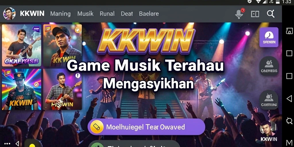 Tampilan gameplay KKWIN yang menampilkan keseruan bermain musik.