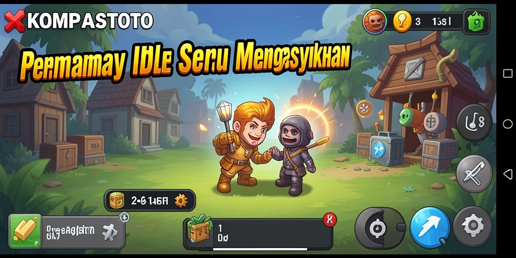Tampilan gameplay menonjol dari <strong>KOMPASTOTO</strong> dengan mekanisme Idle yang menarik.