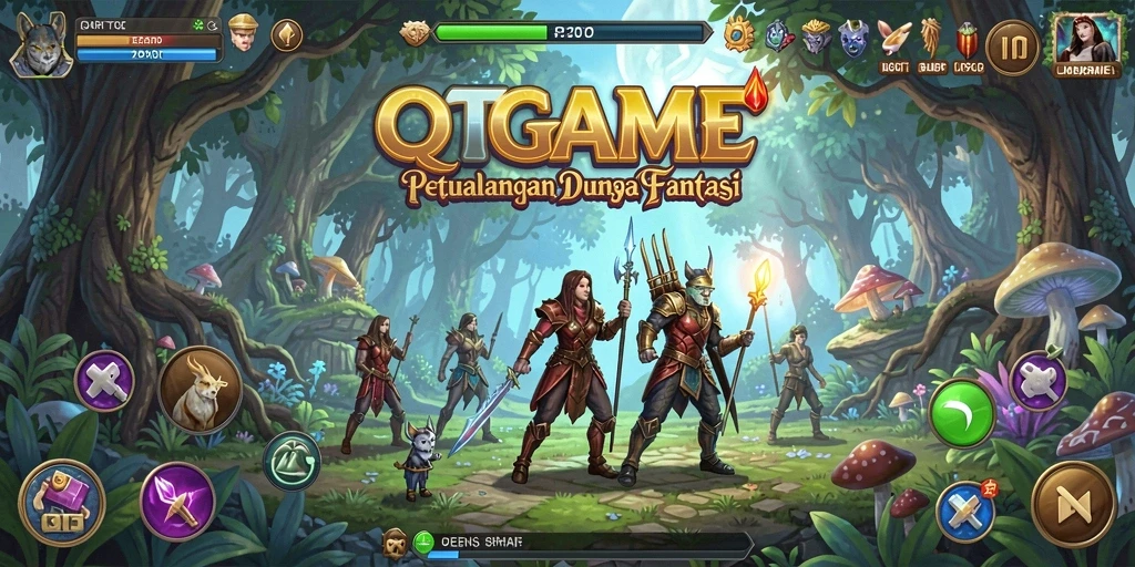 Screenshot QTGAME menunjukkan gameplay penuh aksi di dunia petualangan.