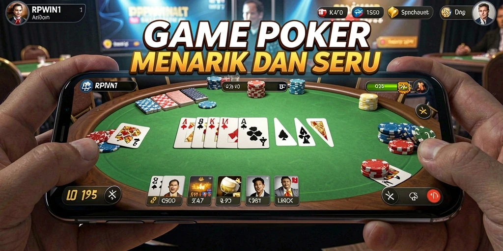Screenshot utama RPWIN1 menampilkan aksi seru dalam permainan Poker.
