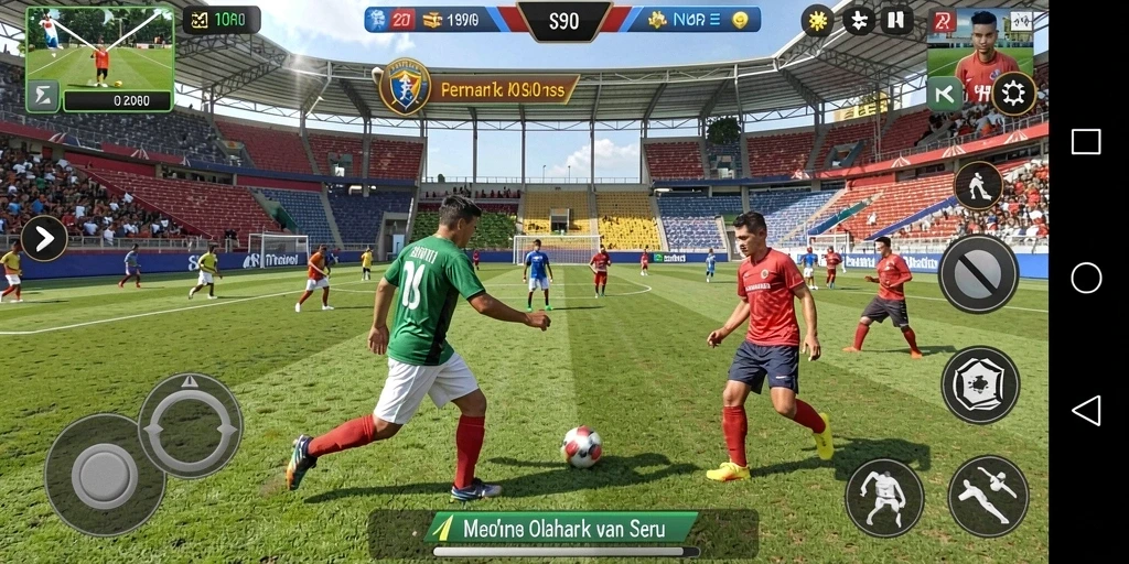 Screenshot gameplay S80 menampilkan aksi olahraga yang mendebarkan.