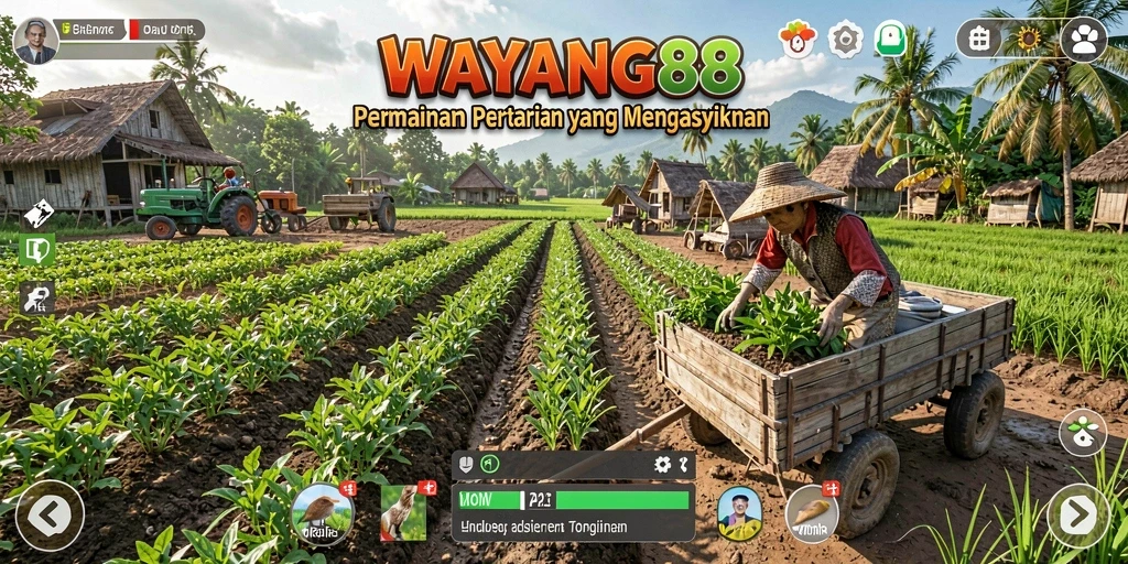 Tampilan menarik dari gameplay pertanian WAYANG88 dengan beragam aktivitas.