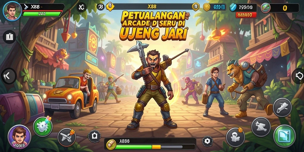 Tangkapan layar permainan X88 yang menampilkan aksi arcade yang mendebarkan.
