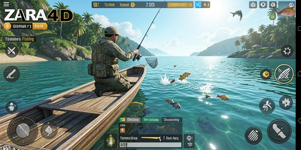 Tampilan gameplay ZARA4D menampilkan aksi memancing yang mendebarkan.