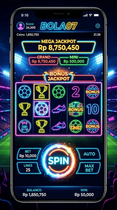 Tampilan utama aplikasi bola07 yang menarik dan informatif.
